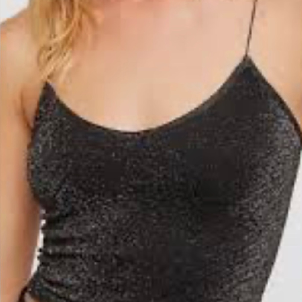 Free people intimately shinny slim strap brami crop top size m/l